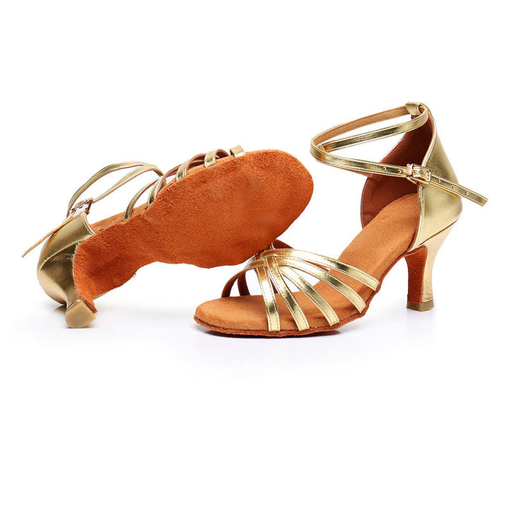 Chaussures de Danse pour Femmes, Chaussures Latines à Talons Hauts et Bout Ouvert en Satin Pu