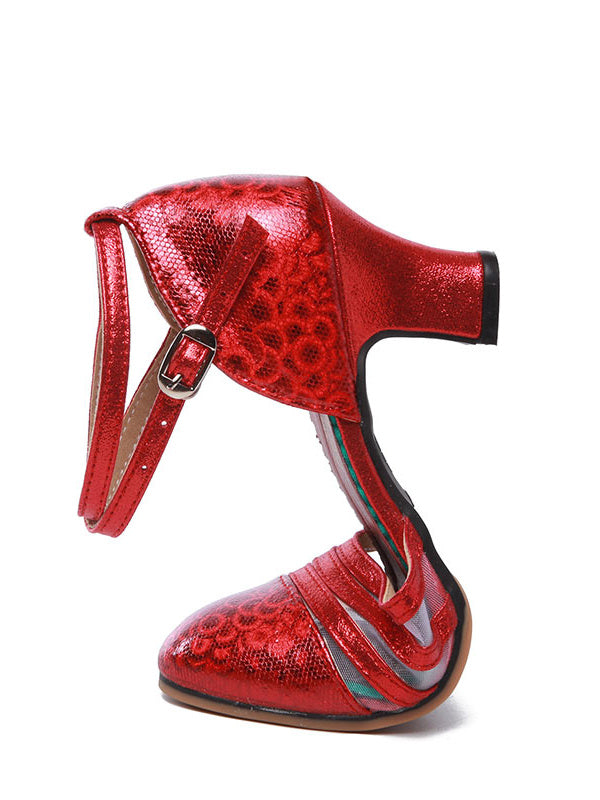 Chaussures de Danse pour Femmes, Chaussures de Danse Latine à Boucle, Talon Bas et Bout Fermé