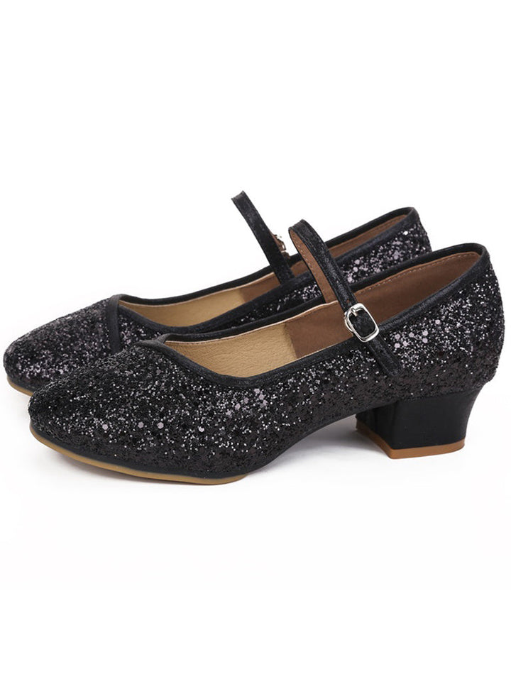 Chaussures de Danse pour Femmes, Chaussures de Danse de Salon à Paillettes et à Bout Rond
