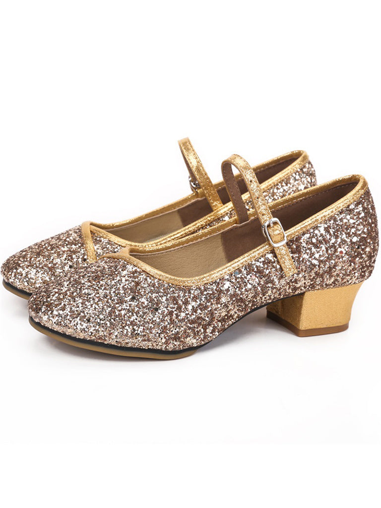 Chaussures de Danse pour Femmes, Chaussures de Danse de Salon à Paillettes et à Bout Rond