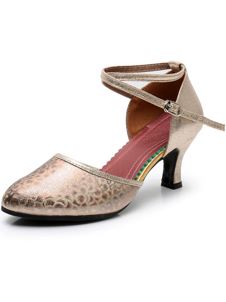 Chaussures de Danse pour Femmes Chaussures de Danse à Boucle et à Talon Bas et Bout Fermé