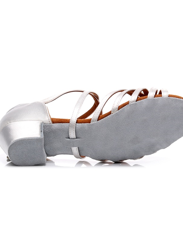 Chaussures de Danse pour Femmes Chaussures Latines à Boucle et à Talon Bloc