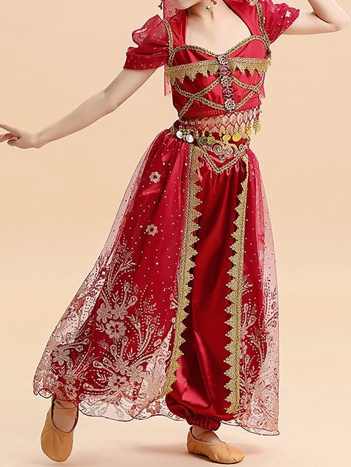 Haut de Danse Du Ventre pour Enfants avec Paillettes et Dentelle pour Filles