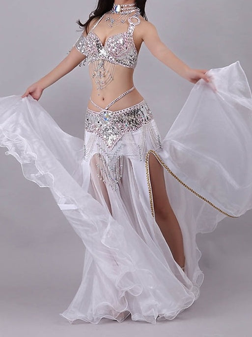 Costumes de Danse Du Ventre Jupes Sans Manches Performance pour Femmes avec Cristaux / Strass et Paillettes