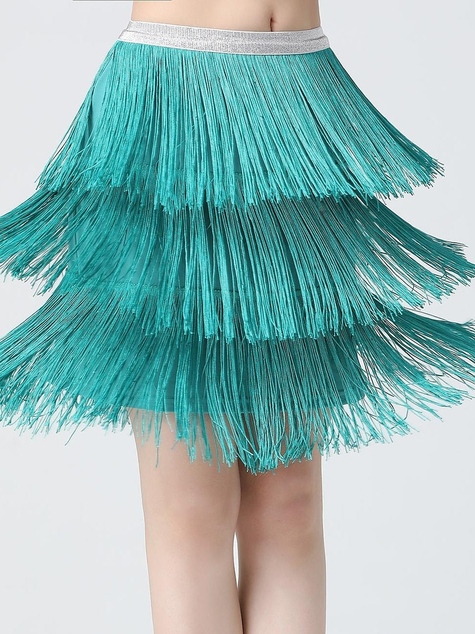 Jupes de Danse Du Ventre à Franges et Pompons pour Femmes, Couleur Pure, pour Entraînement et Performance