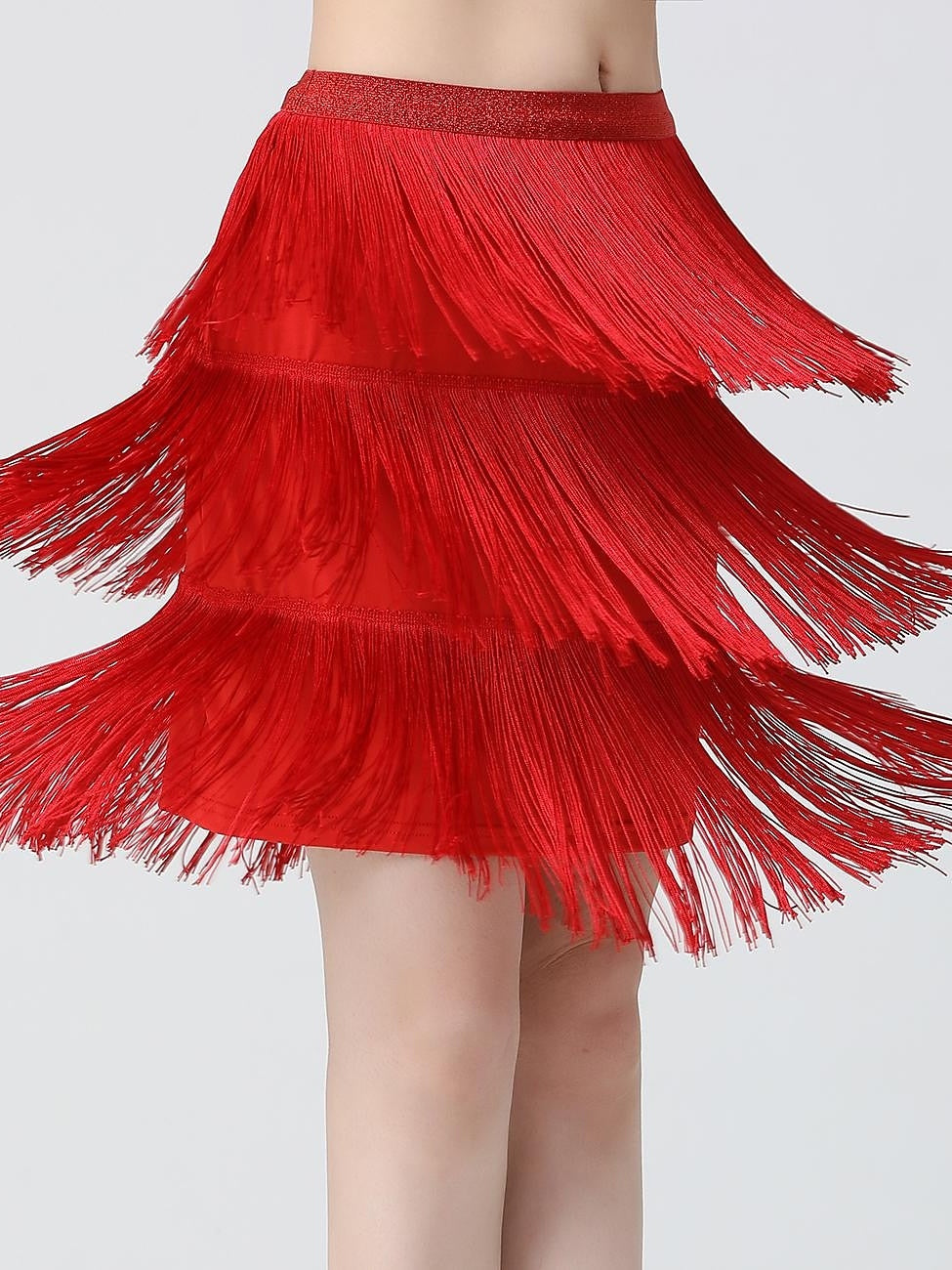 Jupes de Danse Du Ventre à Franges et Pompons pour Femmes, Couleur Pure, pour Entraînement et Performance