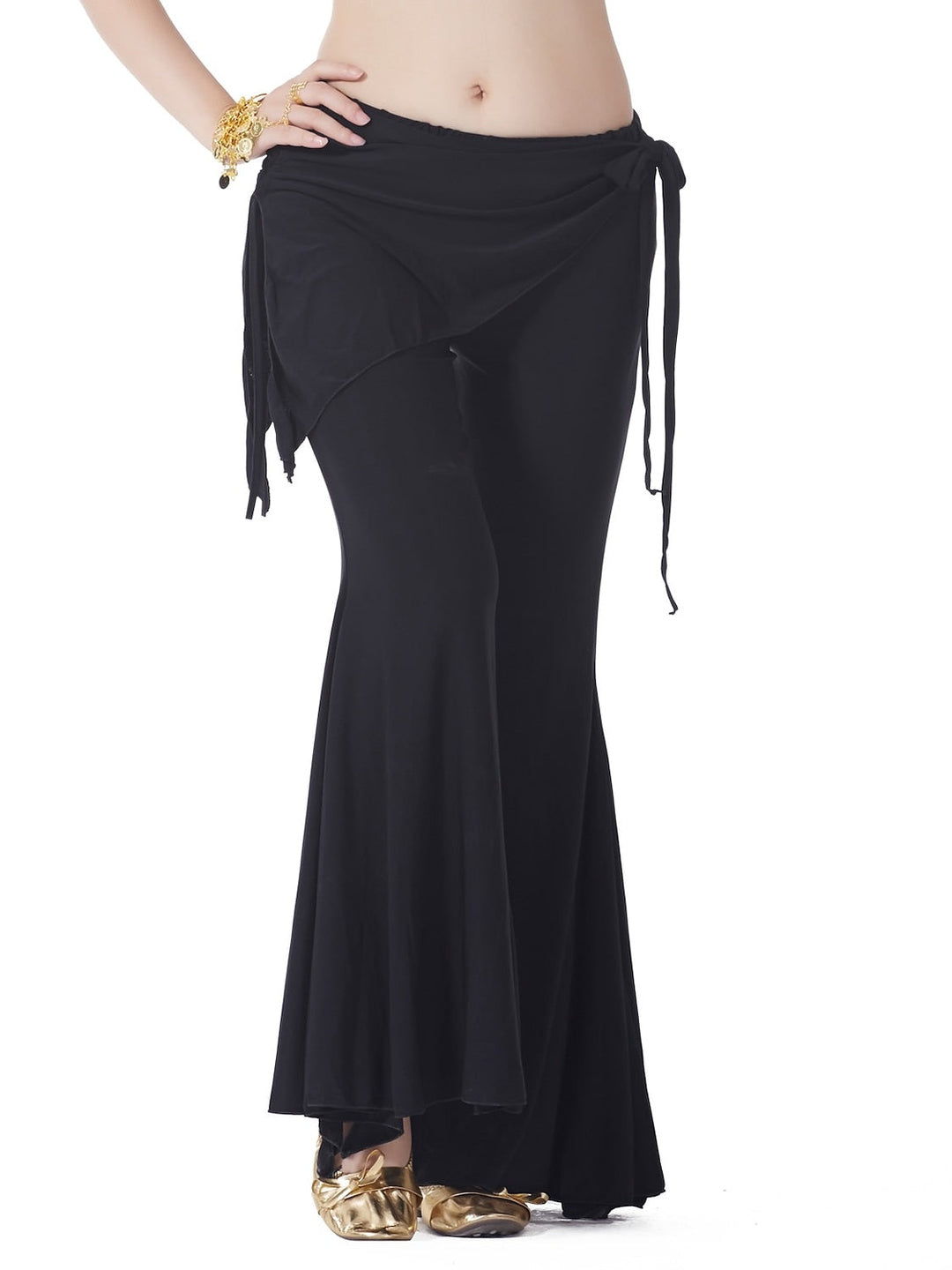 Pantalon de Danse Du Ventre à Volants de Couleur Pure pour Entraînement pour Femmes