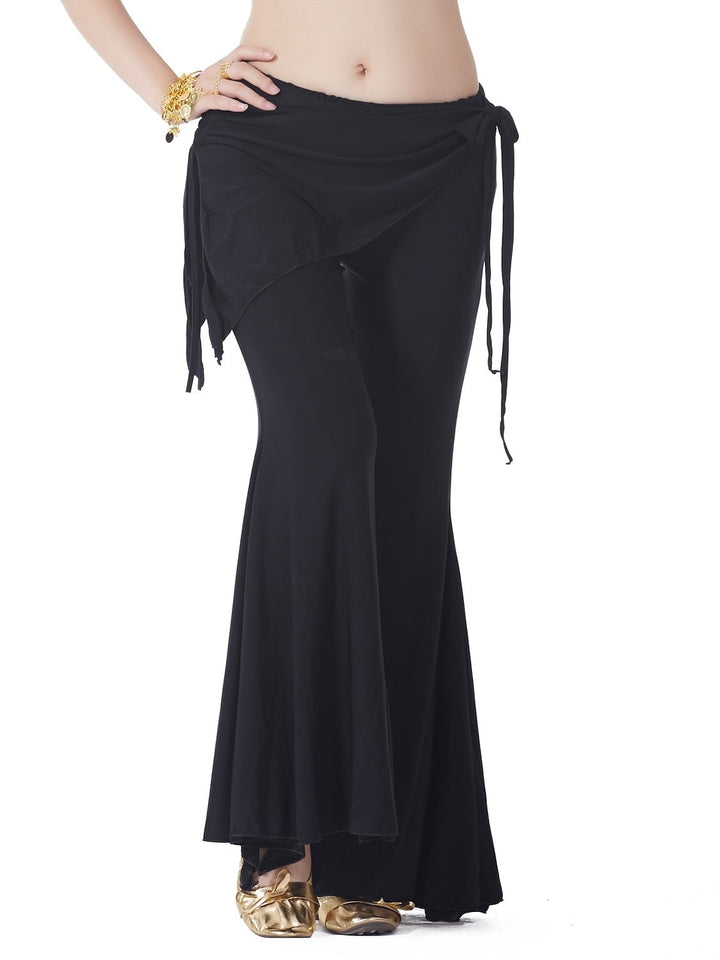 Pantalon de Danse Du Ventre à Volants de Couleur Pure pour Entraînement pour Femmes