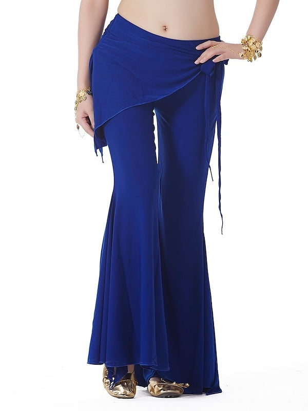 Pantalon de Danse Du Ventre à Volants de Couleur Pure pour Entraînement pour Femmes