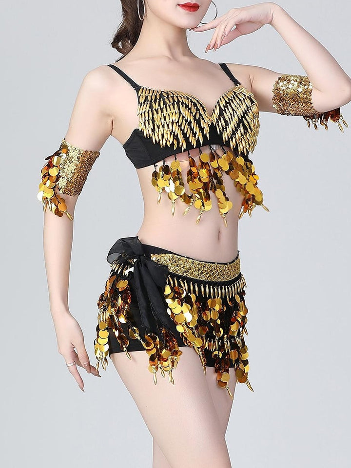 Haut de Danse Du Ventre Sans Manches avec Perles et Fronces, Joint Fendu, Entraînement pour Femmes