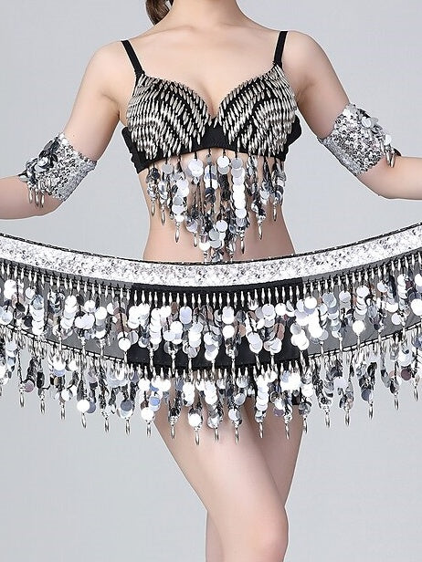 Haut de Danse Du Ventre Sans Manches avec Perles et Fronces, Joint Fendu, Entraînement pour Femmes