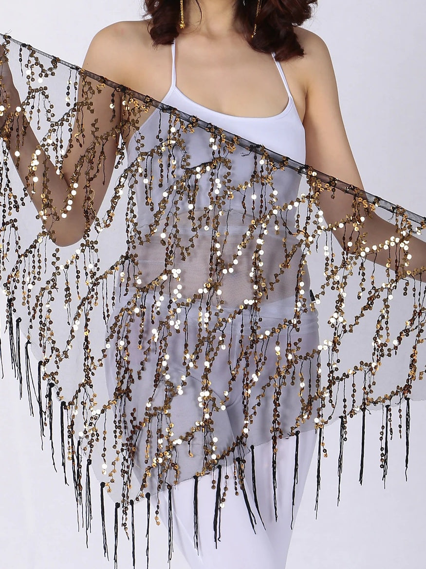 Foulards de Hanche de Danse Du Ventre pour Femmes, Accessoires de Fête, Écharpe de Hanche à Paillettes en Chinlon