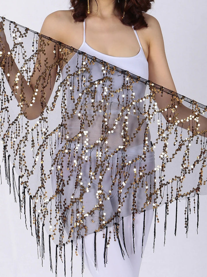 Foulards de Hanche de Danse Du Ventre pour Femmes, Accessoires de Fête, Écharpe de Hanche à Paillettes en Chinlon