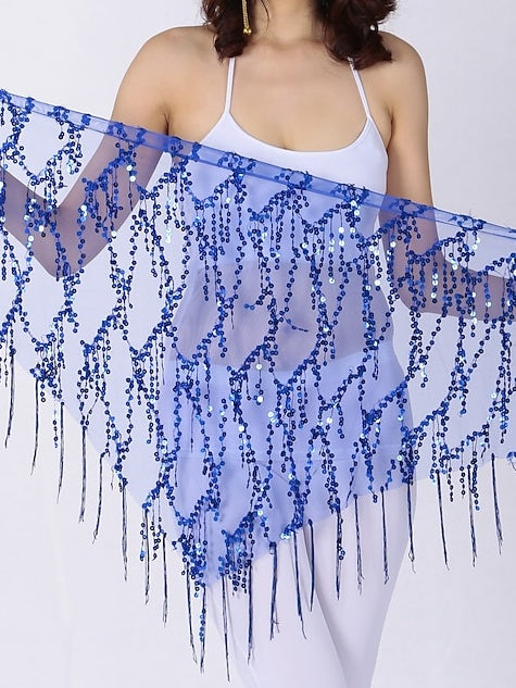 Foulards de Hanche de Danse Du Ventre pour Femmes, Accessoires de Fête, Écharpe de Hanche à Paillettes en Chinlon