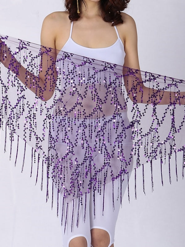 Foulards de Hanche de Danse Du Ventre pour Femmes, Accessoires de Fête, Écharpe de Hanche à Paillettes en Chinlon