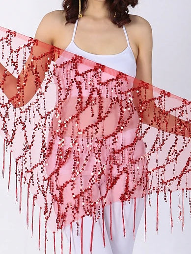 Foulards de Hanche de Danse Du Ventre pour Femmes, Accessoires de Fête, Écharpe de Hanche à Paillettes en Chinlon