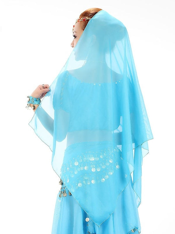 Danse Du Ventre Accessoires de Danse Couvre-Chef Pièce de Cuivre Épissage de Couleur Pure Performance D'Entraînement pour Femmes