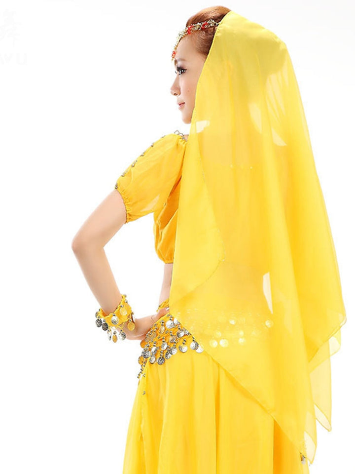 Danse Du Ventre Accessoires de Danse Couvre-Chef Pièce de Cuivre Épissage de Couleur Pure Performance D'Entraînement pour Femmes