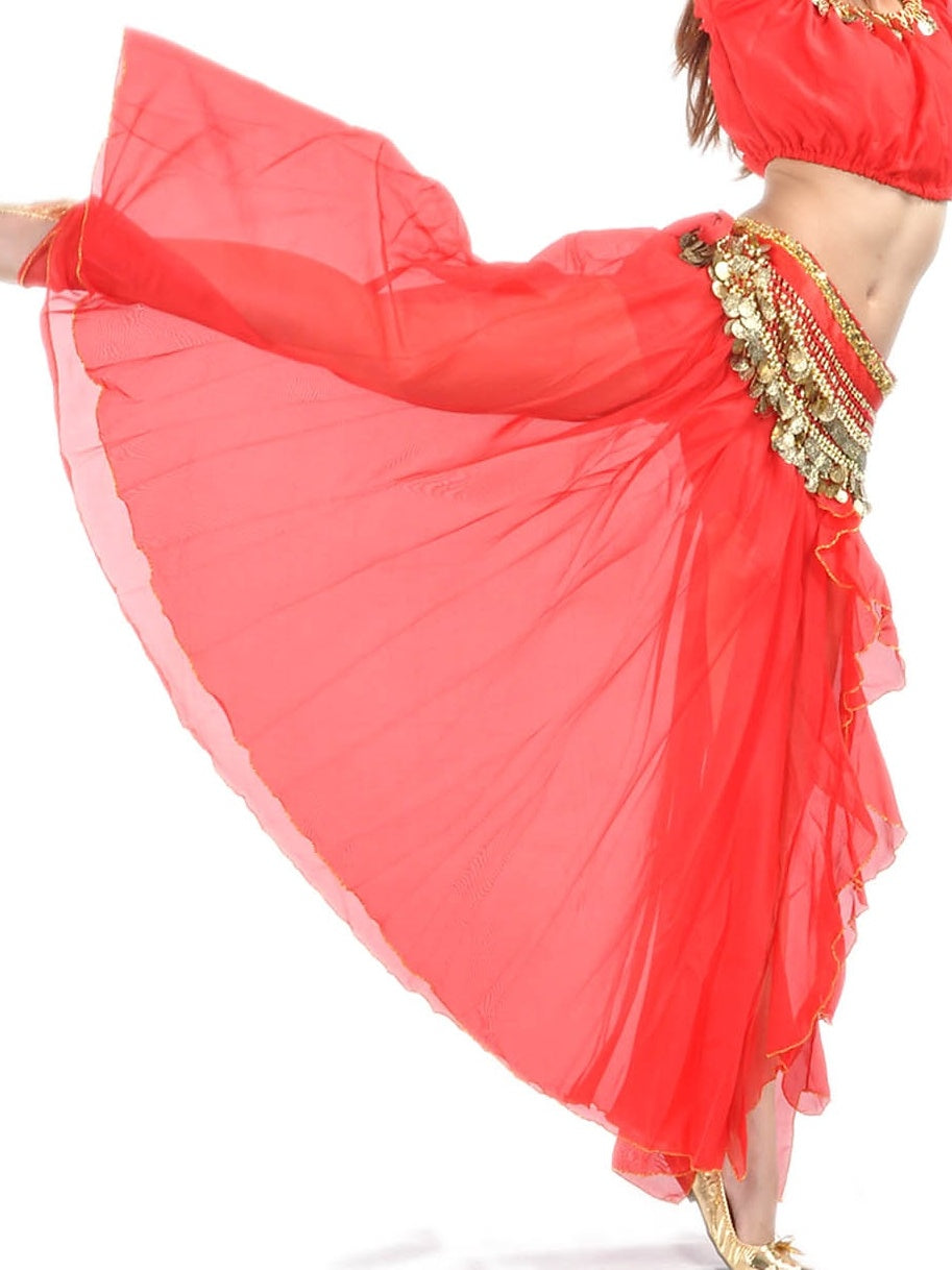 Jupe de Danse Du Ventre Fendue Sur le Devant pour Entraînement de Performance pour Femmes (Sans Foulard de Hanche)