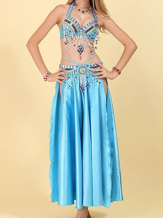 Robe de Danse Du Ventre Sans Manches avec Cristaux/Strass et Paillettes pour Femme