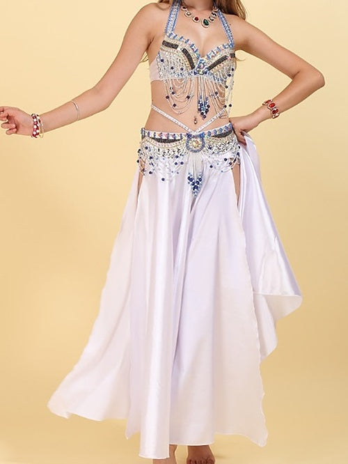 Robe de Danse Du Ventre Sans Manches avec Cristaux/Strass et Paillettes pour Femme