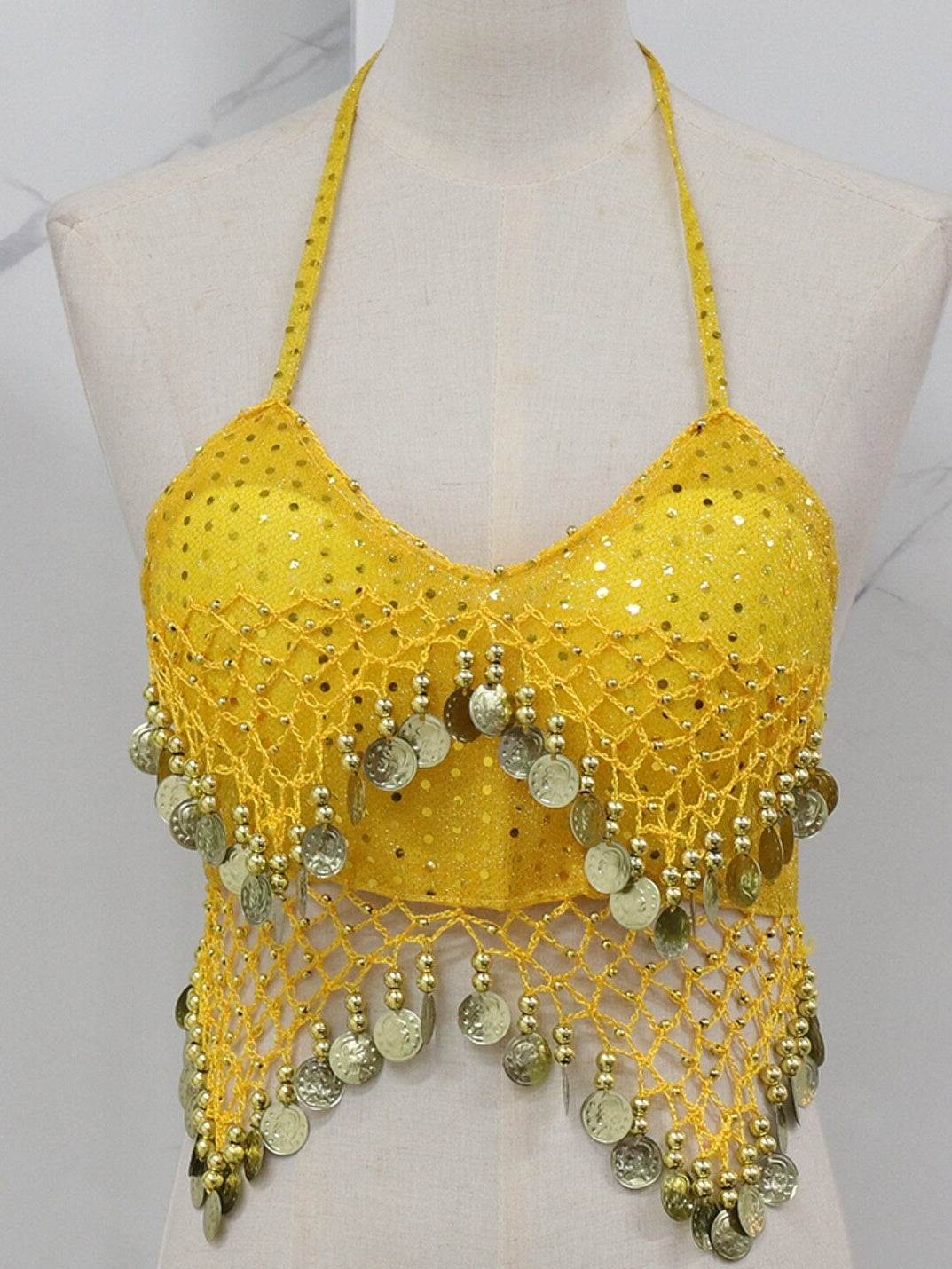 Gilet Sans Manches de Danse Du Ventre en Cuivre avec Épissure de Couleur Pure pour Entraînement de Performance pour Femmes