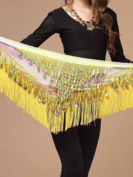 Foulards de Hanche de Danse Du Ventre pour Femmes, Décorations de Noël en Mousseline de Soie avec Pièces D'Or