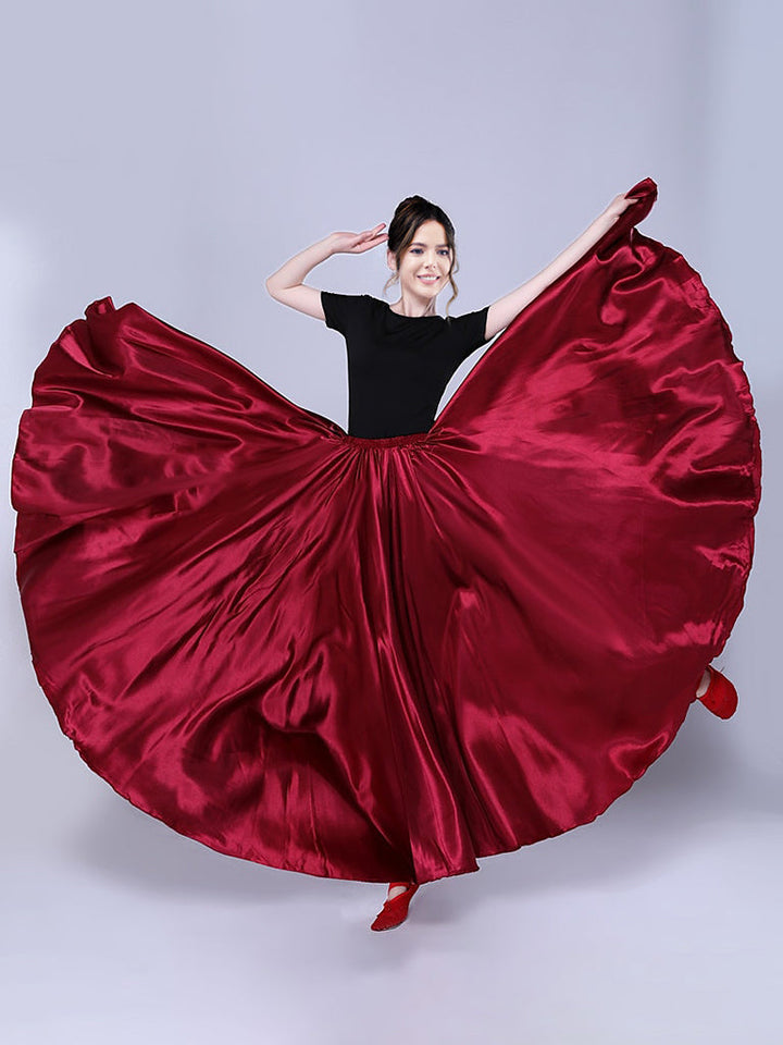 Danse Du Ventre Danse Latine Danse de Salon Jupes Couleur Pure Performance pour Femmes