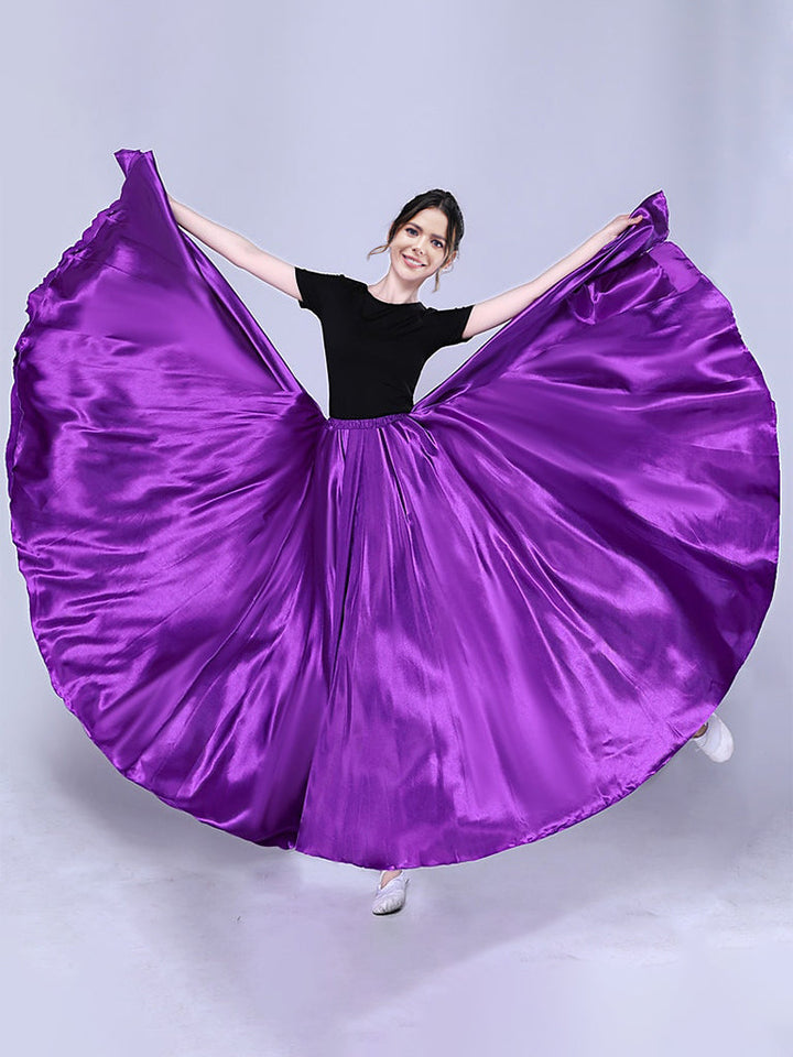 Danse Du Ventre Danse Latine Danse de Salon Jupes Couleur Pure Performance pour Femmes