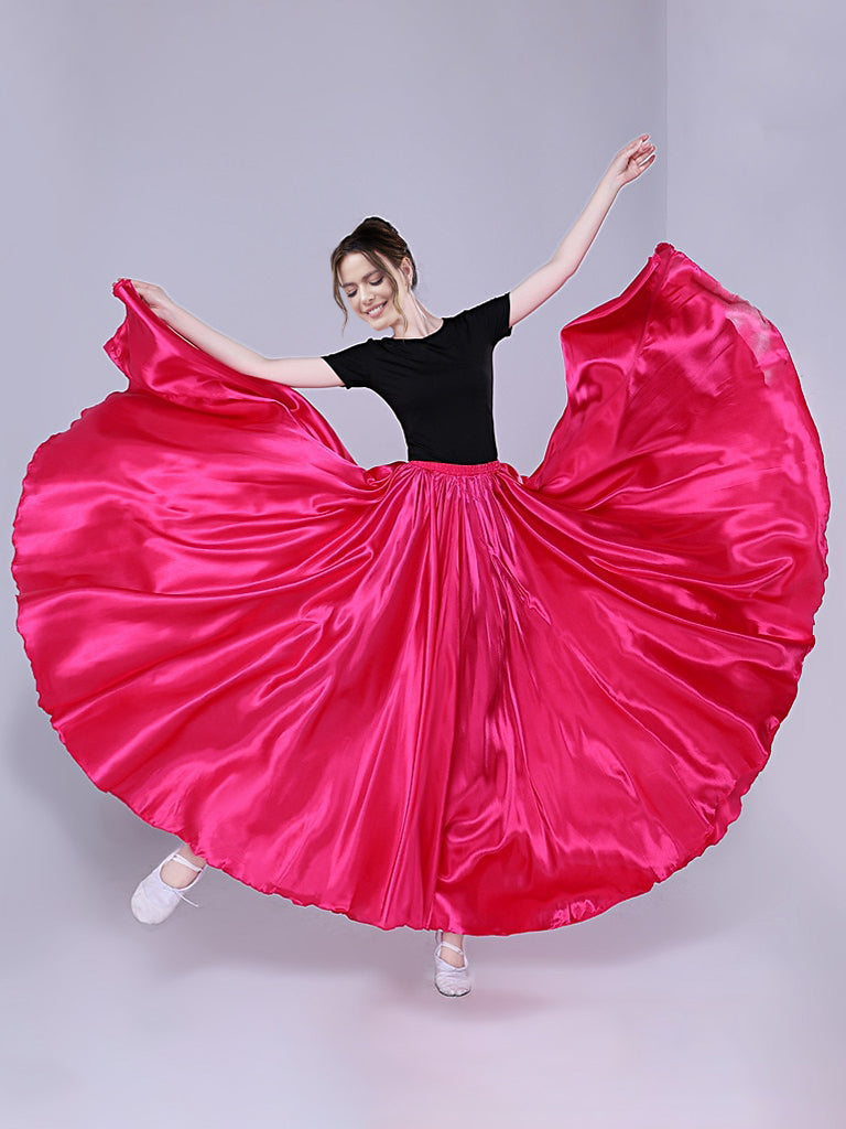 Danse Du Ventre Danse Latine Danse de Salon Jupes Couleur Pure Performance pour Femmes