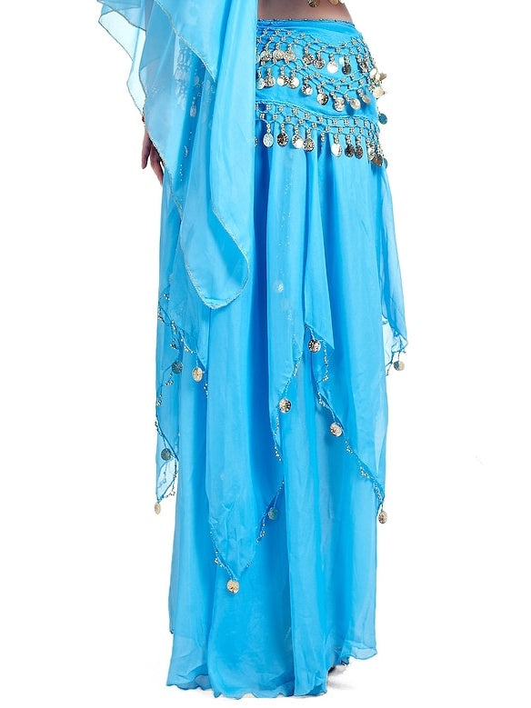 Jupe de Danse Du Ventre avec Perles et Drapé pour Entraînement Des Femmes