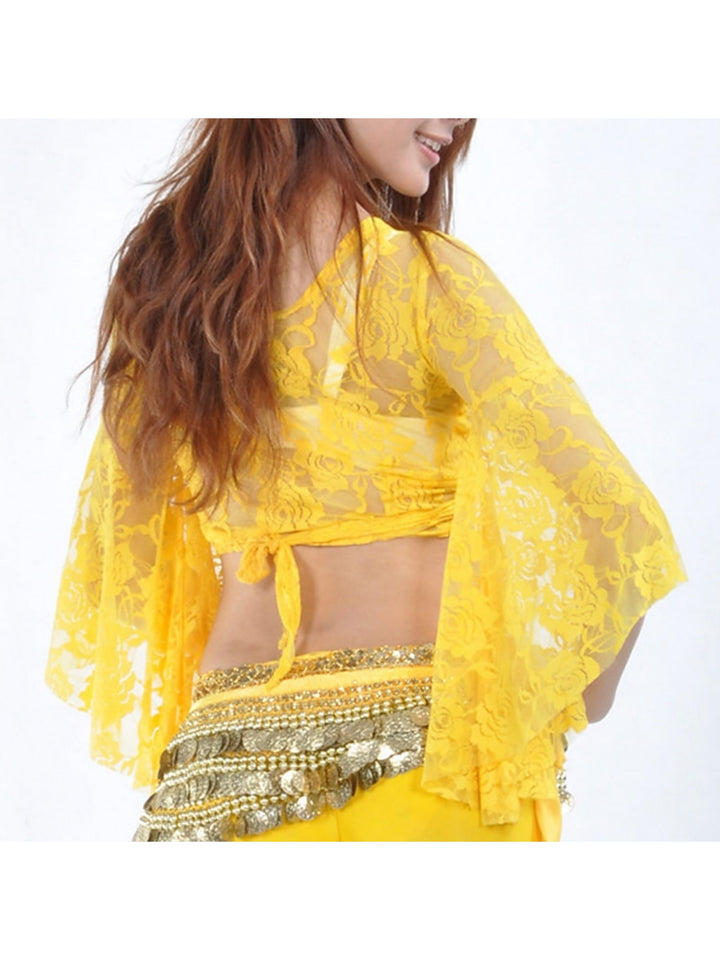 Haut à Manches Longues en Dentelle pour Danse Du Ventre pour Femme