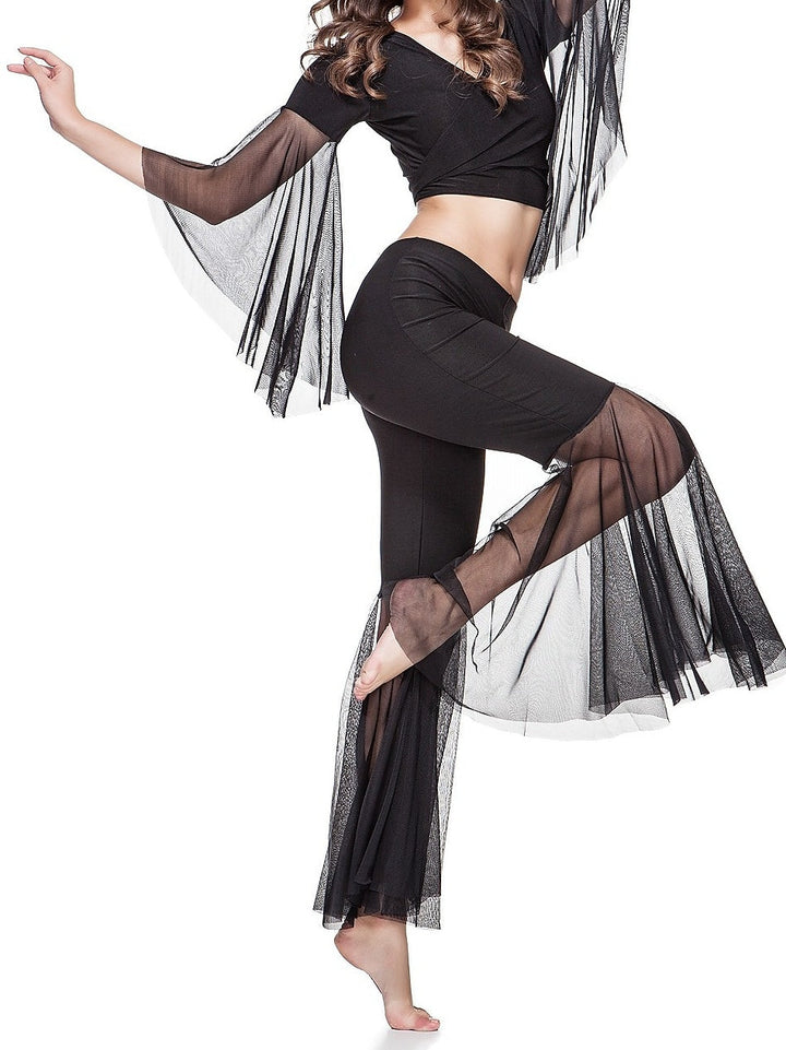 Danse Du Ventre pour Femmes, Entraînement, Manches 3/4, Coton Cristal Tombant