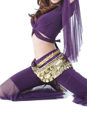 Danse Du Ventre pour Femmes, Entraînement, Manches 3/4, Coton Cristal Tombant