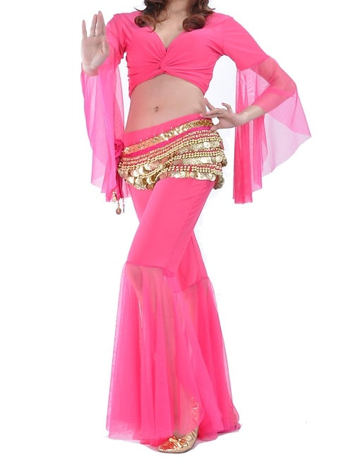 Danse Du Ventre pour Femmes, Entraînement, Manches 3/4, Coton Cristal Tombant