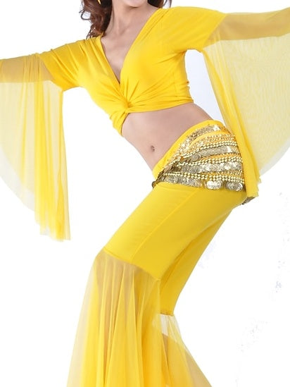 Danse Du Ventre pour Femmes, Entraînement, Manches 3/4, Coton Cristal Tombant