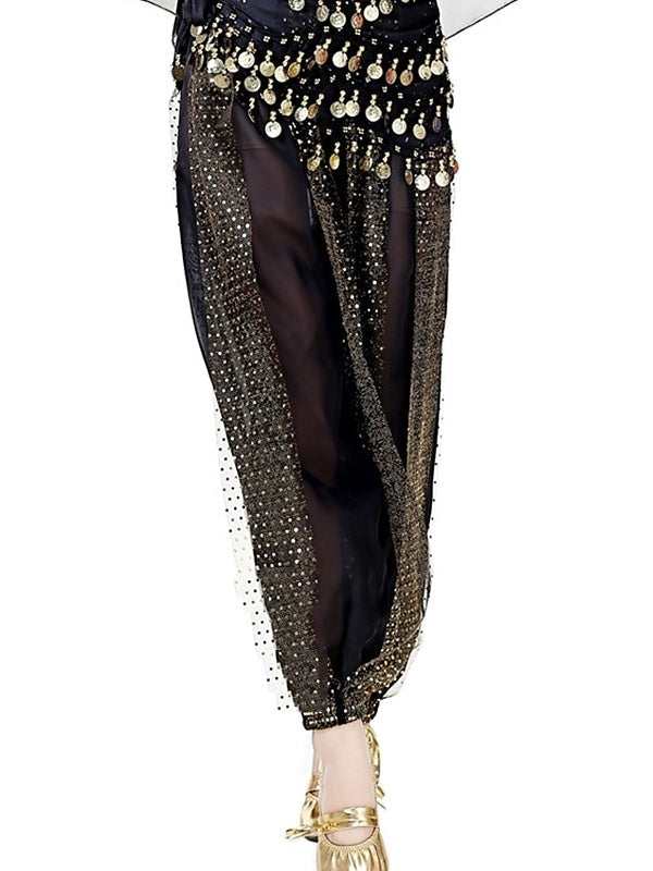 Pantalon de Danse Du Ventre Paillette Performance Femme