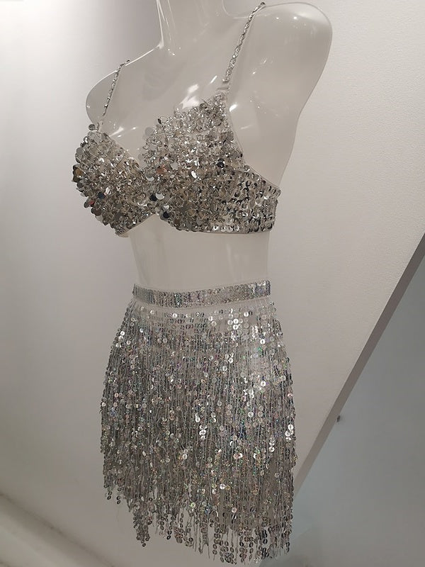 Jupes de Danse Exotiques Sans Manches pour Femmes, Vêtements de Danse Du Ventre, Pompon, Épissure Solide, Entraînement, Performance