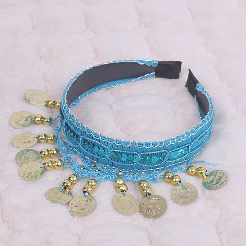 Accessoires de Danse Du Ventre Couvre-Chefs Couleur Pure Épissage Paillette Entraînement pour Femmes Performance