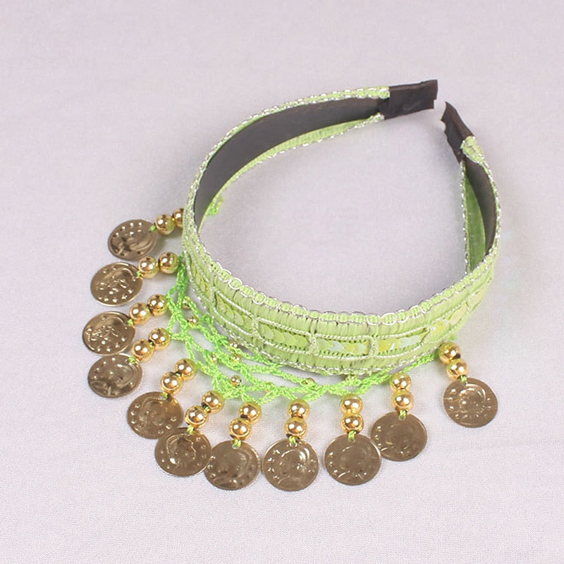 Accessoires de Danse Du Ventre Couvre-Chefs Couleur Pure Épissage Paillette Entraînement pour Femmes Performance