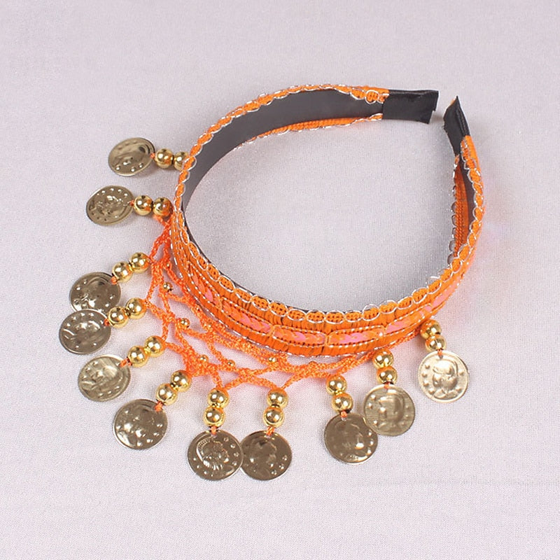 Accessoires de Danse Du Ventre Couvre-Chefs Couleur Pure Épissage Paillette Entraînement pour Femmes Performance