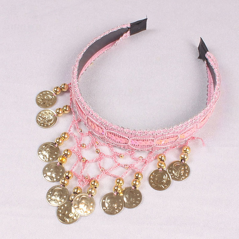 Accessoires de Danse Du Ventre Couvre-Chefs Couleur Pure Épissage Paillette Entraînement pour Femmes Performance