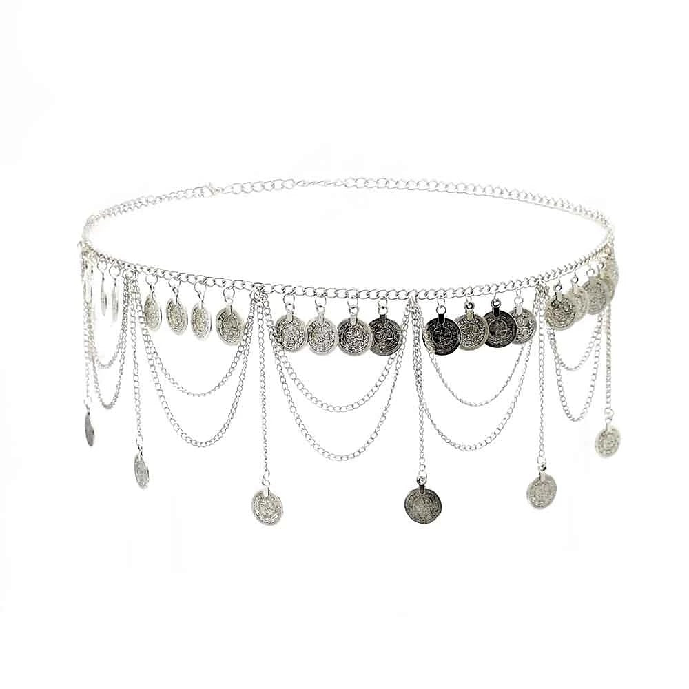 Danse Du Ventre Accessoires de Danse Ceinture Chaîne en Métal Pièce D'Or Pièce D'Argent Performance pour Femmes