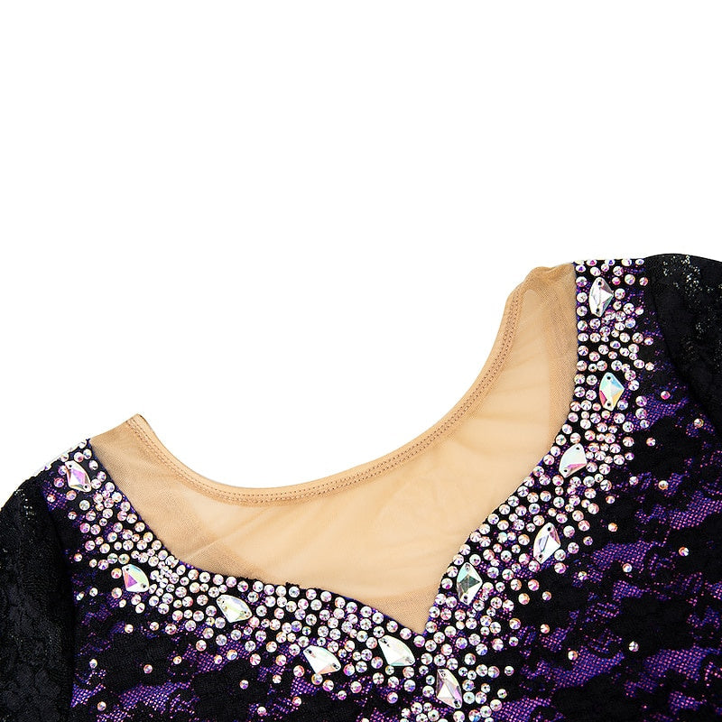 Robe D'Entraînement à Manches Longues pour Femmes et Filles de Patinage Artistique