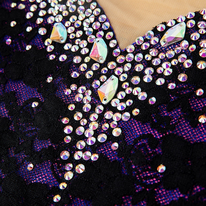 Robe D'Entraînement à Manches Longues pour Femmes et Filles de Patinage Artistique