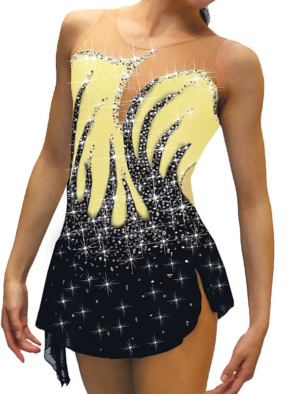 Robe de Patinage Artistique Sans Manches pour Femmes et Filles, Tenue D'Entraînement et de Pratique de Patinage Sur Glace