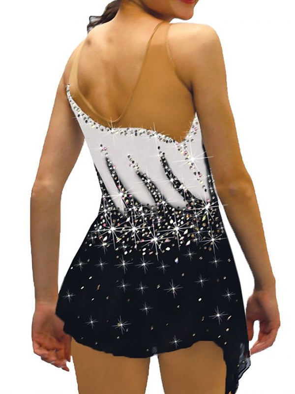 Robe de Patinage Artistique Sans Manches pour Femmes et Filles, Tenue D'Entraînement et de Pratique de Patinage Sur Glace