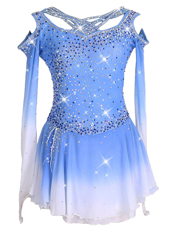 Robe de Patinage Artistique à Ourlet Asymétrique pour Entraînement et Pratique pour Femmes et Filles