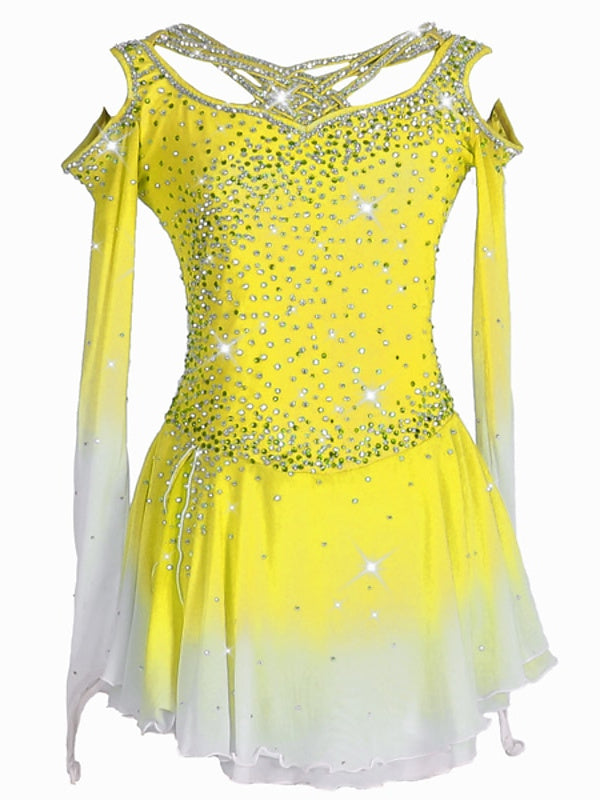 Robe de Patinage Artistique à Ourlet Asymétrique pour Entraînement et Pratique pour Femmes et Filles