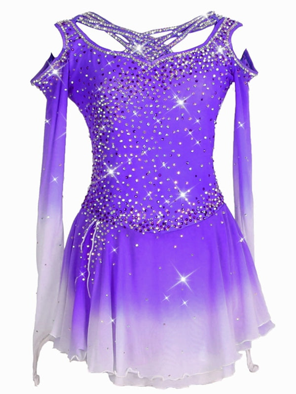 Robe de Patinage Artistique à Ourlet Asymétrique pour Entraînement et Pratique pour Femmes et Filles